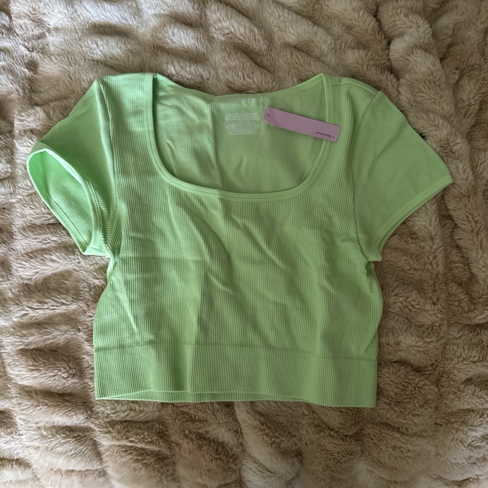 Target Light Green Ribbed Scoop Neck Crop Top